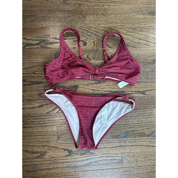 Abercrombie & Fitch Laser Cut Red Bikini Top with Adjustable Straps Size Large - Picture 6 of 7